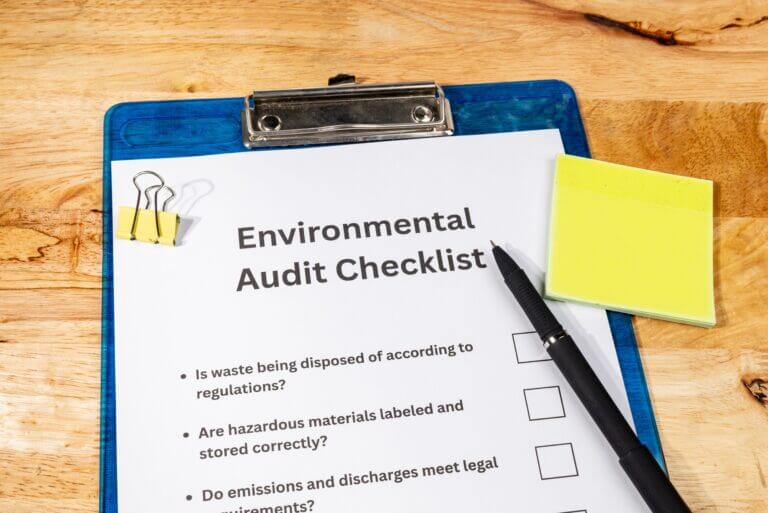 Environmental,Audit,Checklist,Document,On,Desk,With,Pen,,Sustainability