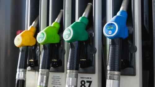 Close-up view of the petrol pumps.