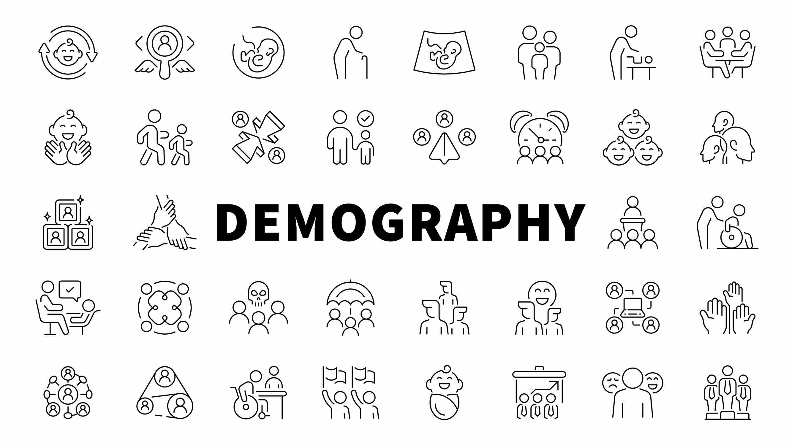 Demography Outline Icon Collection. Demography icons set